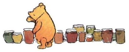 Winnie-the-Pooh counting honey pots, by Ernest Shepard